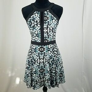 Parker women XS blue black silk halter above knee